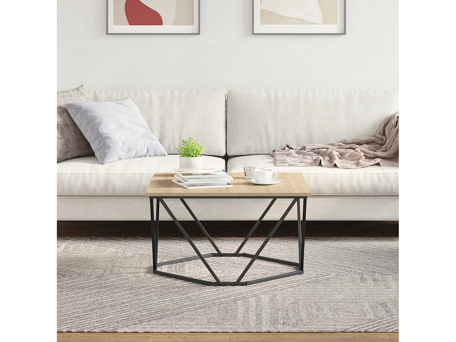 Table basse en chêne Sonoma 80x80x45 cm en bois d'ingénierie