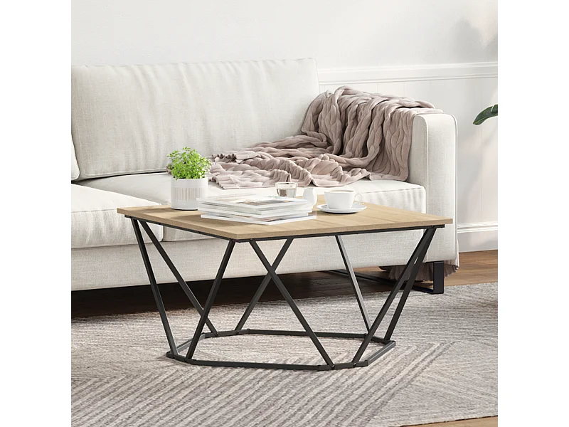 Sonoma eiken salontafel 80x80x45 cm in bewerkt hout