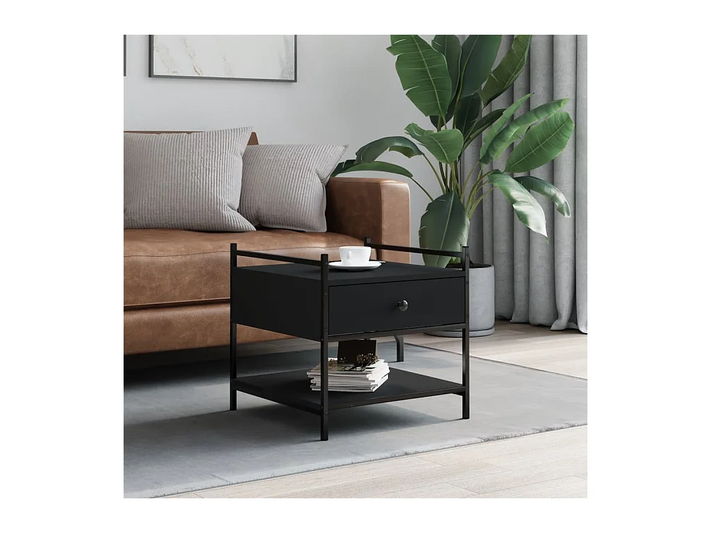 Table basse noir 50x50x50 cm bois d'ingénierie