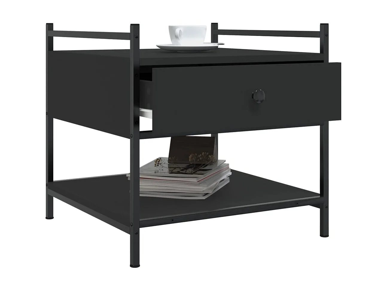 Table basse noir 50x50x50 cm bois d'ingénierie