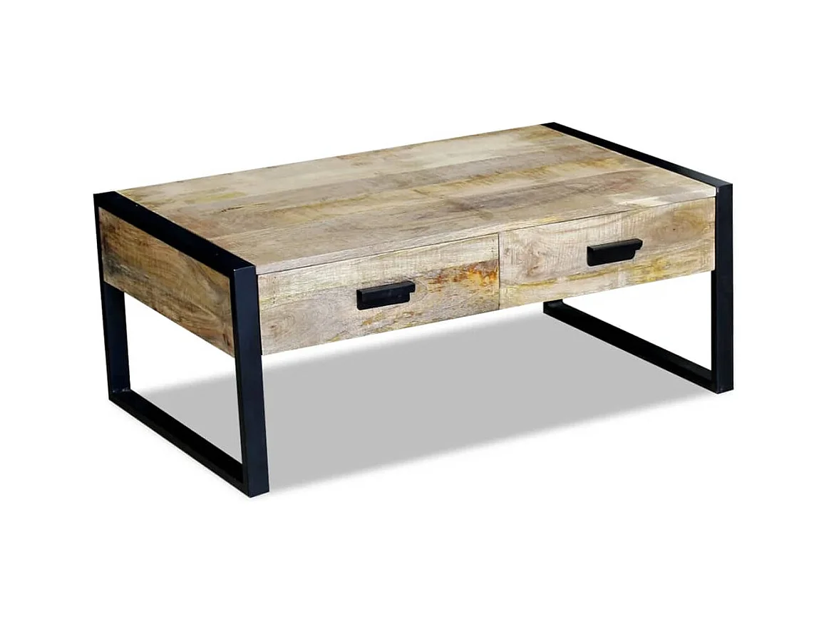 Table basse avec 2 tiroirs Bois de manguier massif 100x60x40 cm