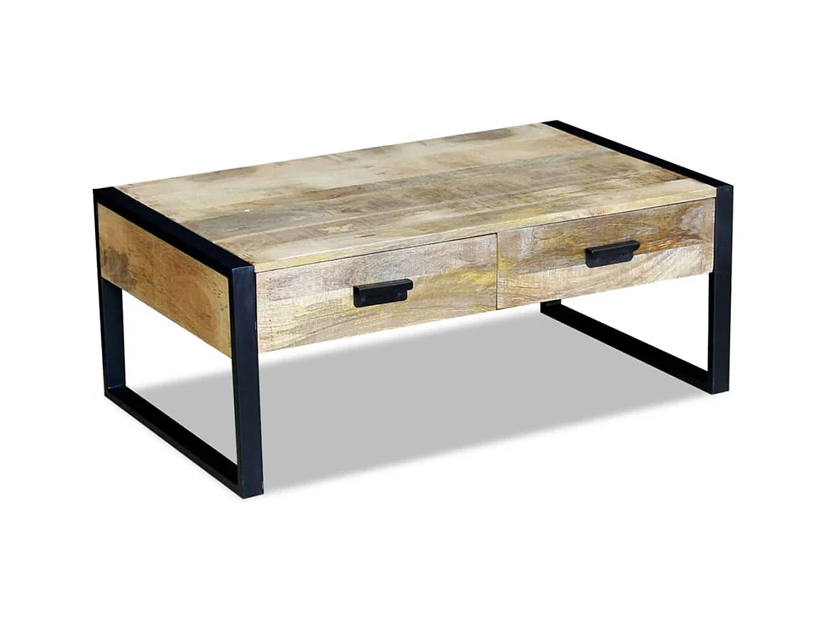 Table basse avec 2 tiroirs Bois de manguier massif 100x60x40 cm