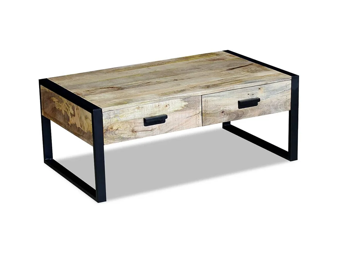 Table basse avec 2 tiroirs Bois de manguier massif 100x60x40 cm