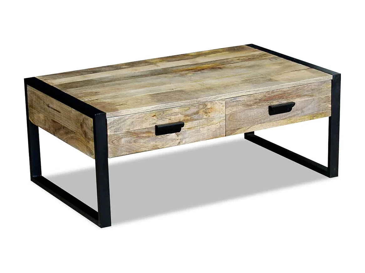 Table basse avec 2 tiroirs Bois de manguier massif 100x60x40 cm
