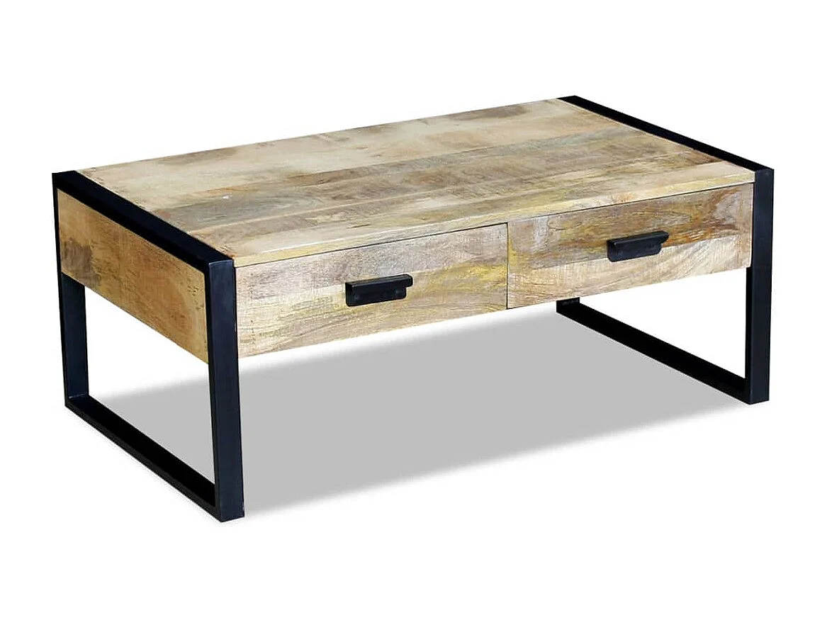 Table basse avec 2 tiroirs Bois de manguier massif 100x60x40 cm