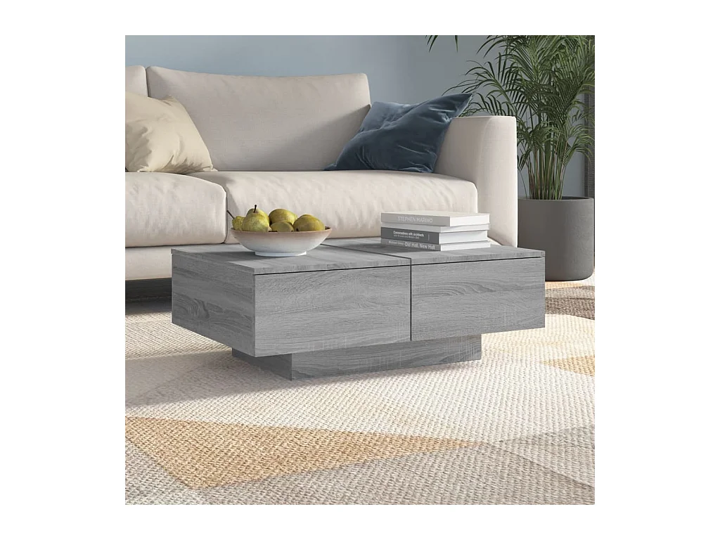 Table basse Sonoma gris 90x60x31 cm Bois d'ingénierie