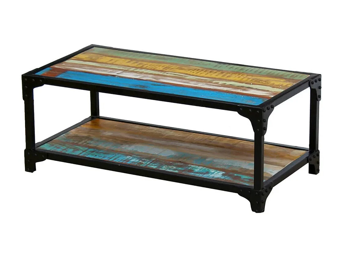 Mesa de centro de madera maciza recuperada