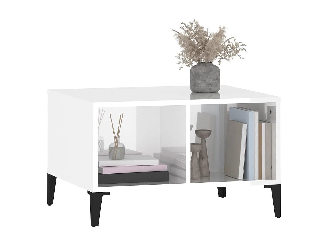 Table basse Blanc brillant 60x50x36,5 cm Bois d'ingénierie