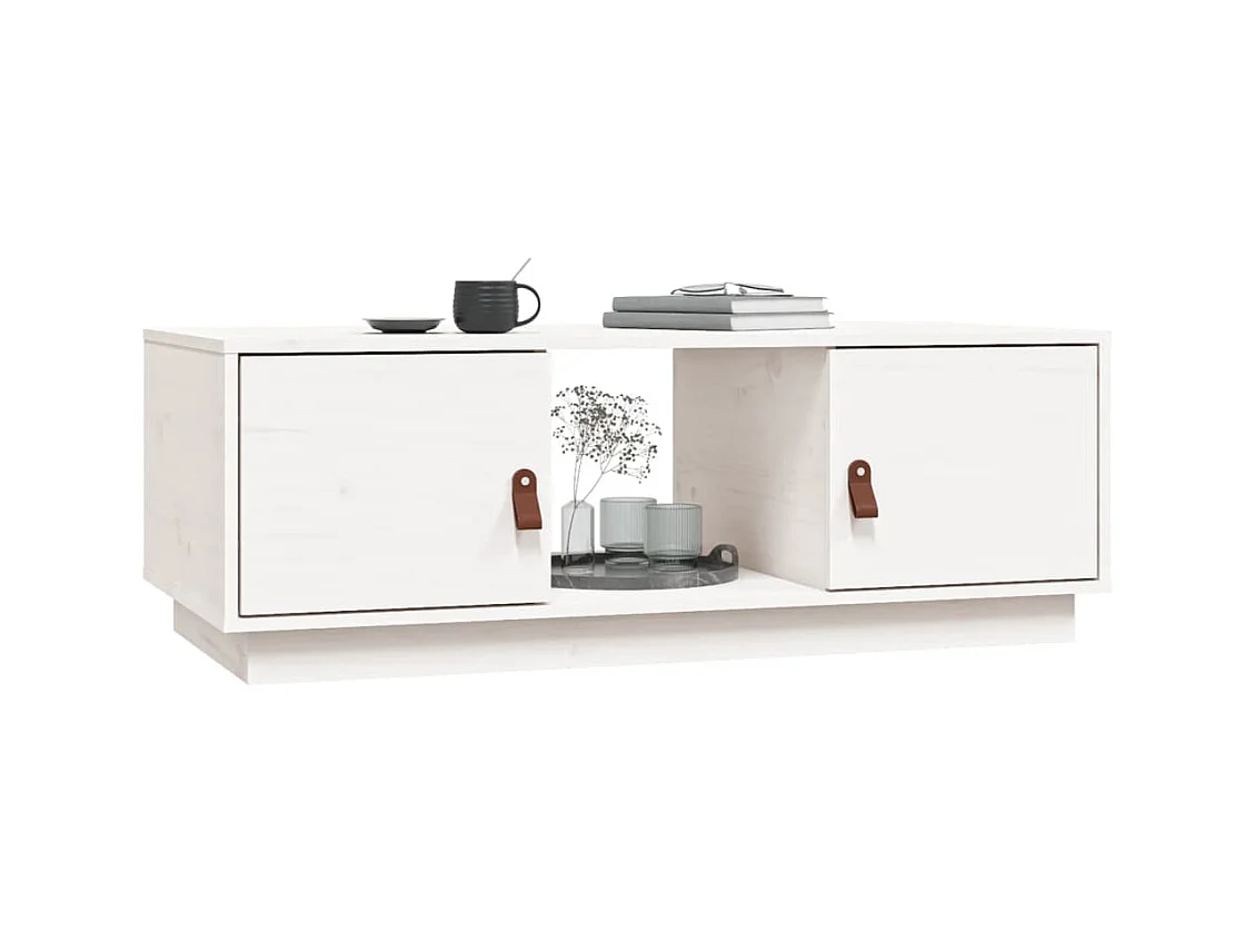 Table basse Blanc 100x50x35 cm Bois massif de pin