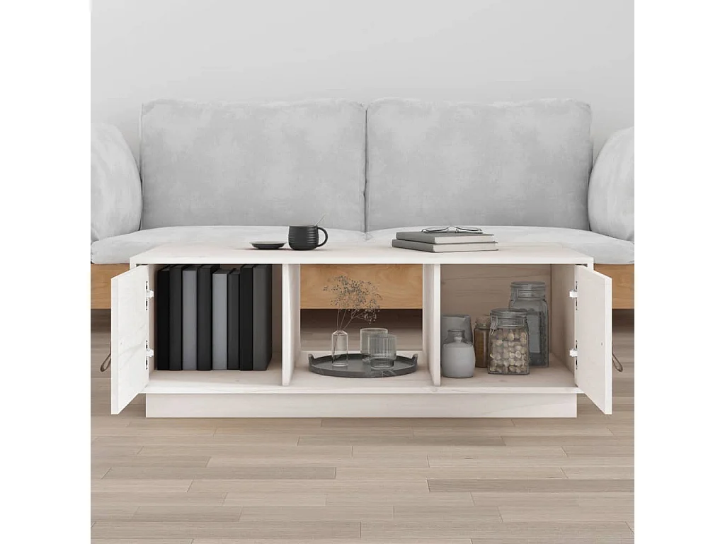 Table basse Blanc 100x50x35 cm Bois massif de pin