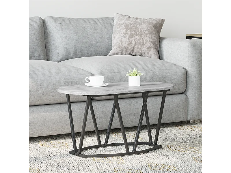 Grijze Sonoma salontafel - 80x40x40,5 cm, gemaakt van bewerkt hout en metaal