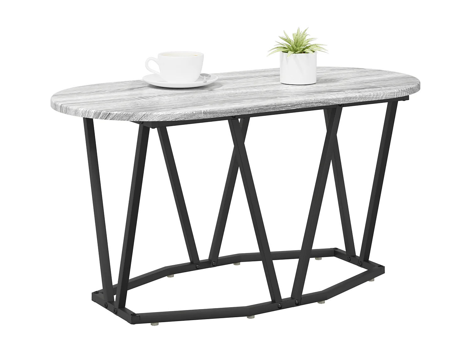 Table Basse Grey Sonoma - 80x40x40.5 cm, Fabriquée en Bois d'Ingénierie et Métal