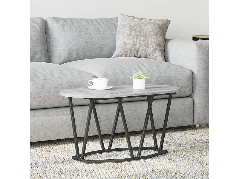 Table Basse Grey Sonoma - 80x40x40.5 cm, Fabriquée en Bois d'Ingénierie et Métal