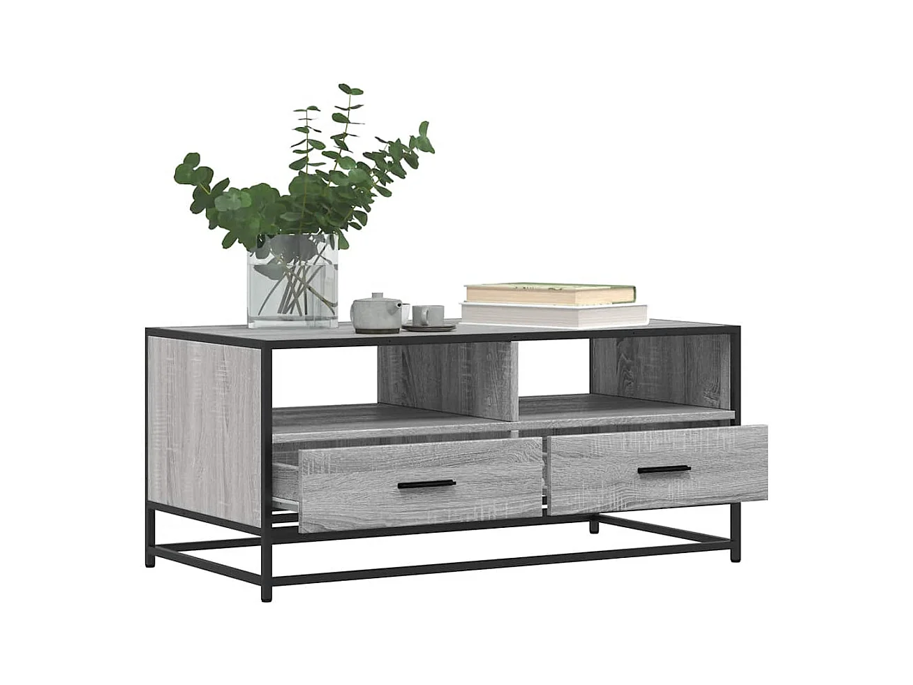 Sonoma salontafel grijs 100x50x45 cm bewerkt hout en metaal