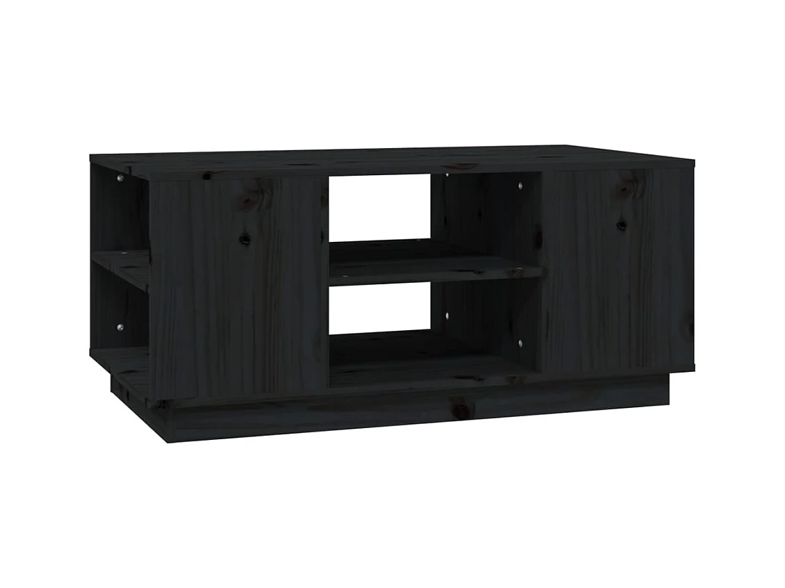 Table basse Noir 90x49x40,5 cm Bois massif de pin