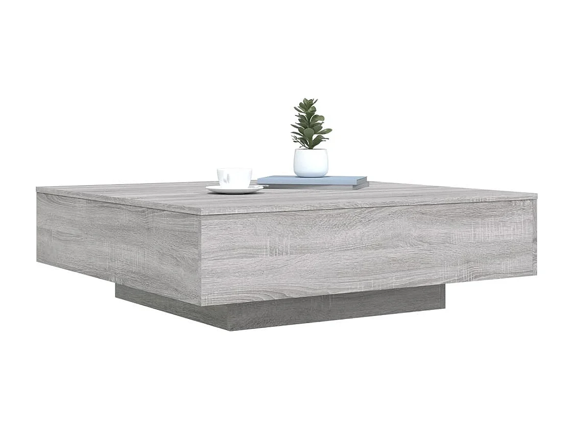 Mesa de centro con luces LED Sonoma gris 100x100x31 cm