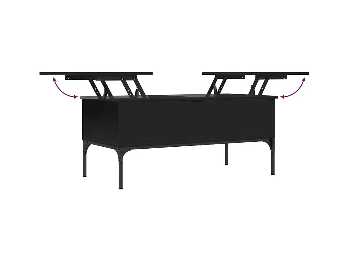 Schwarzer Couchtisch 100x50x45 cm aus Holzwerkstoff und Metall