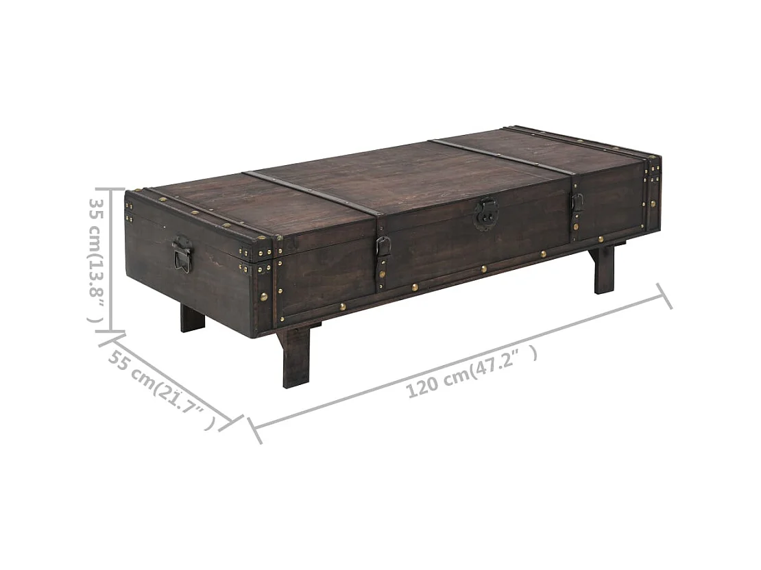 Table basse contreplaqué style vintage 120x55x35 cm