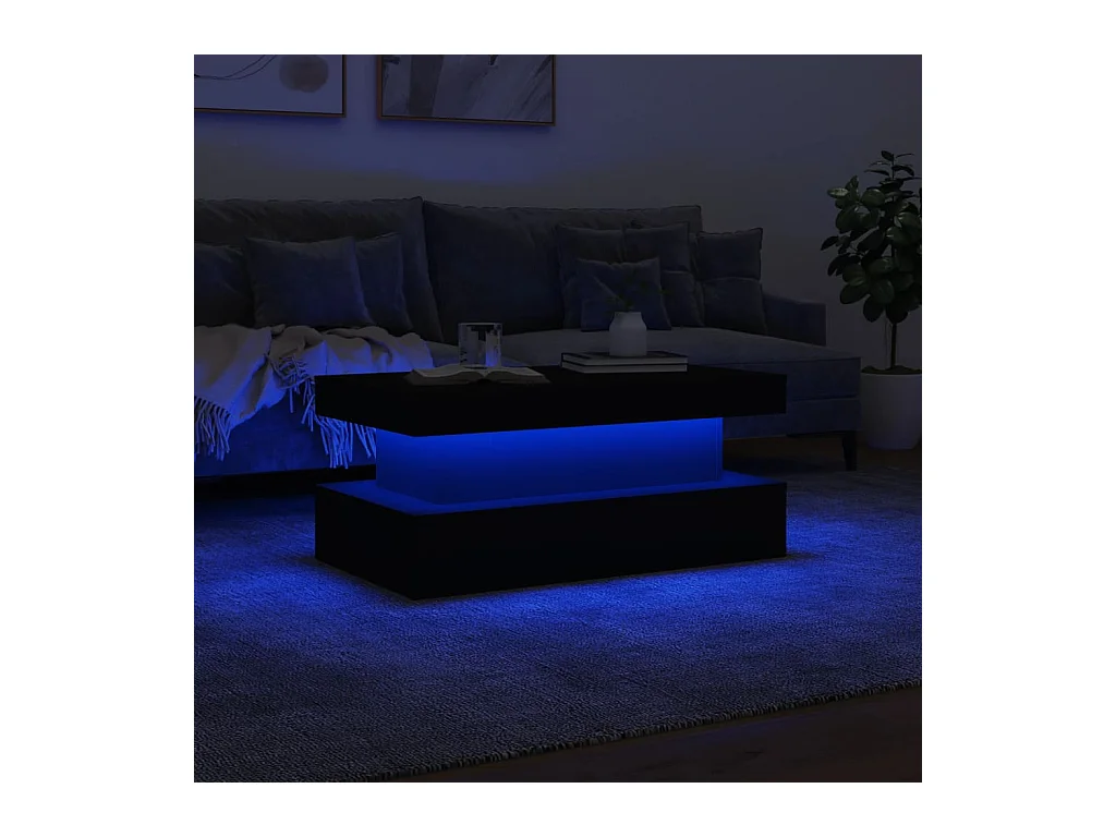 Table basse avec lumières LED blanc 90x50x40 cm