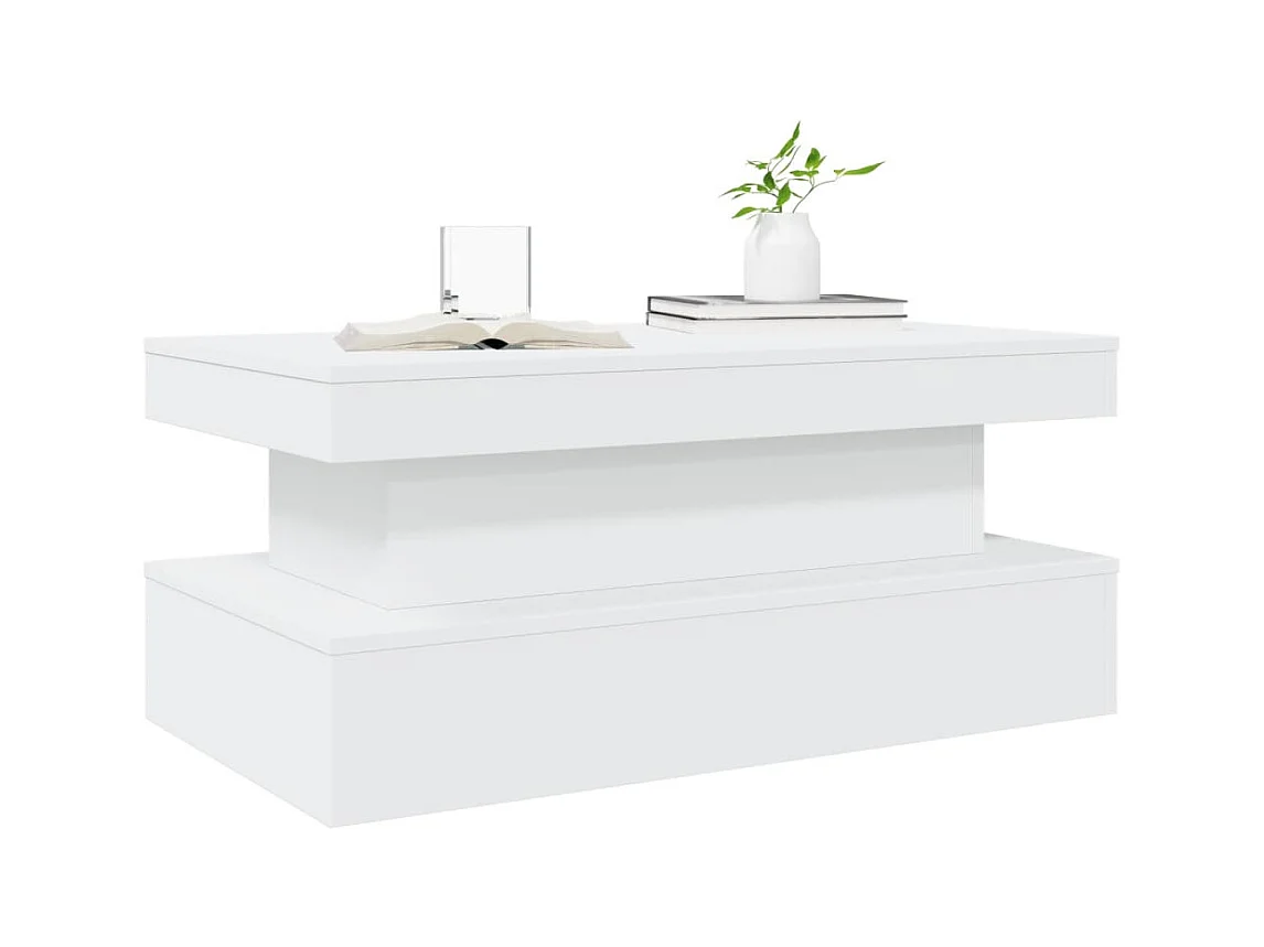 Table basse avec lumières LED blanc 90x50x40 cm