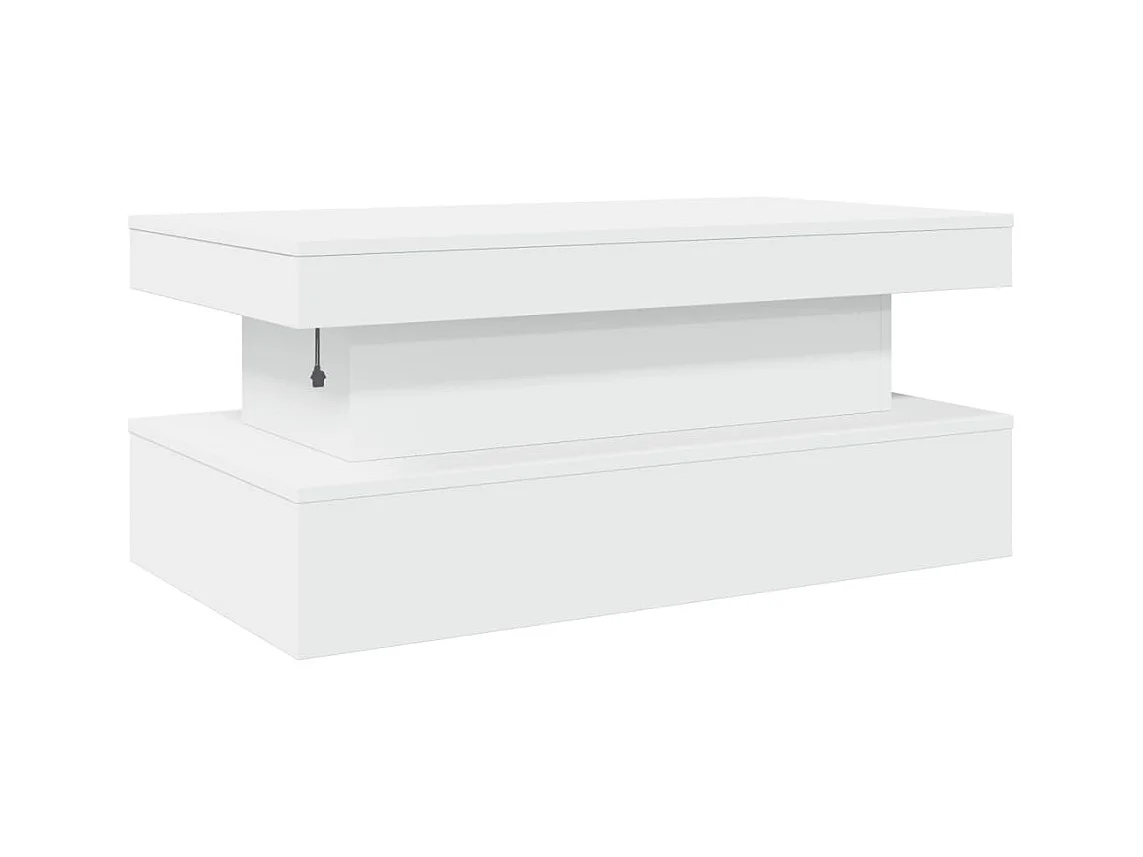 Table basse avec lumières LED blanc 90x50x40 cm