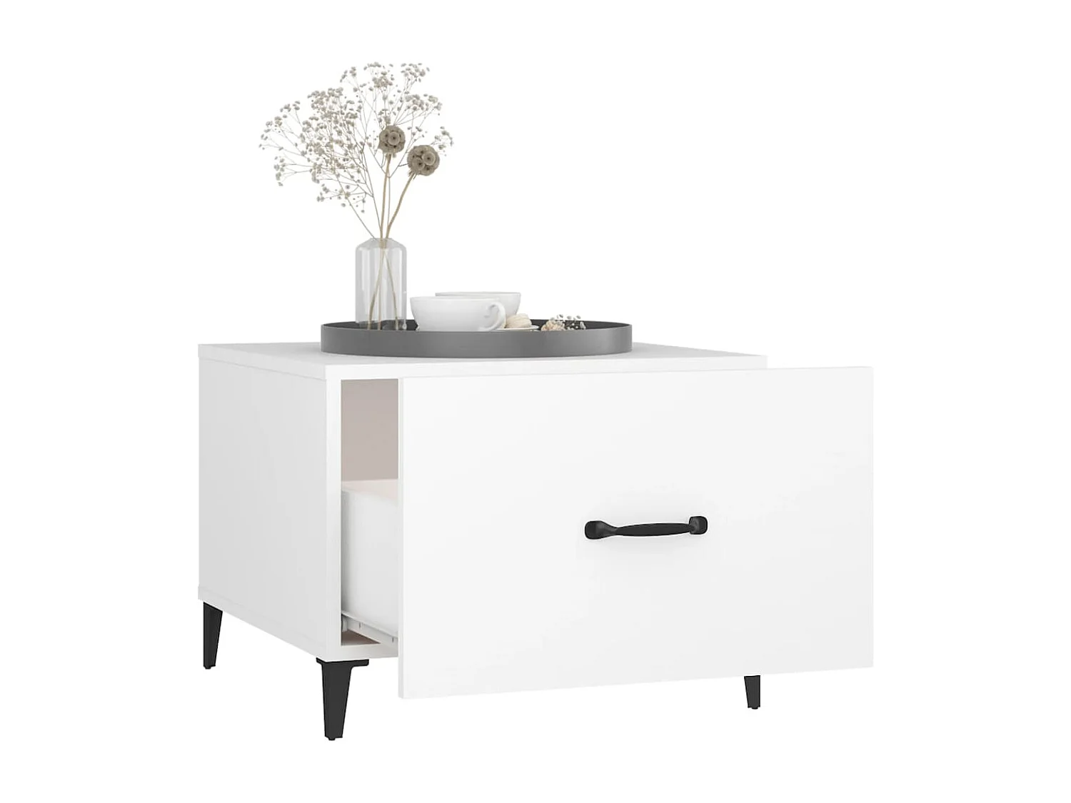 Table basse avec pieds en métal Blanc 50x50x40 cm