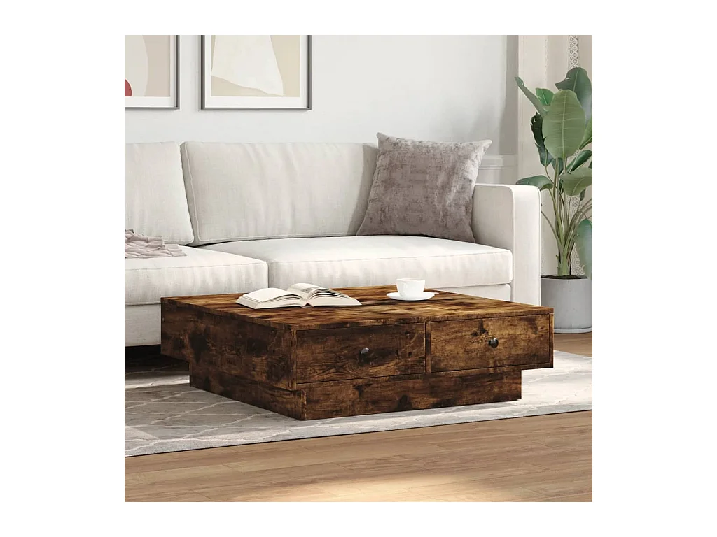 Table basse Chêne fumé 90x90x28 cm Bois d'ingénierie