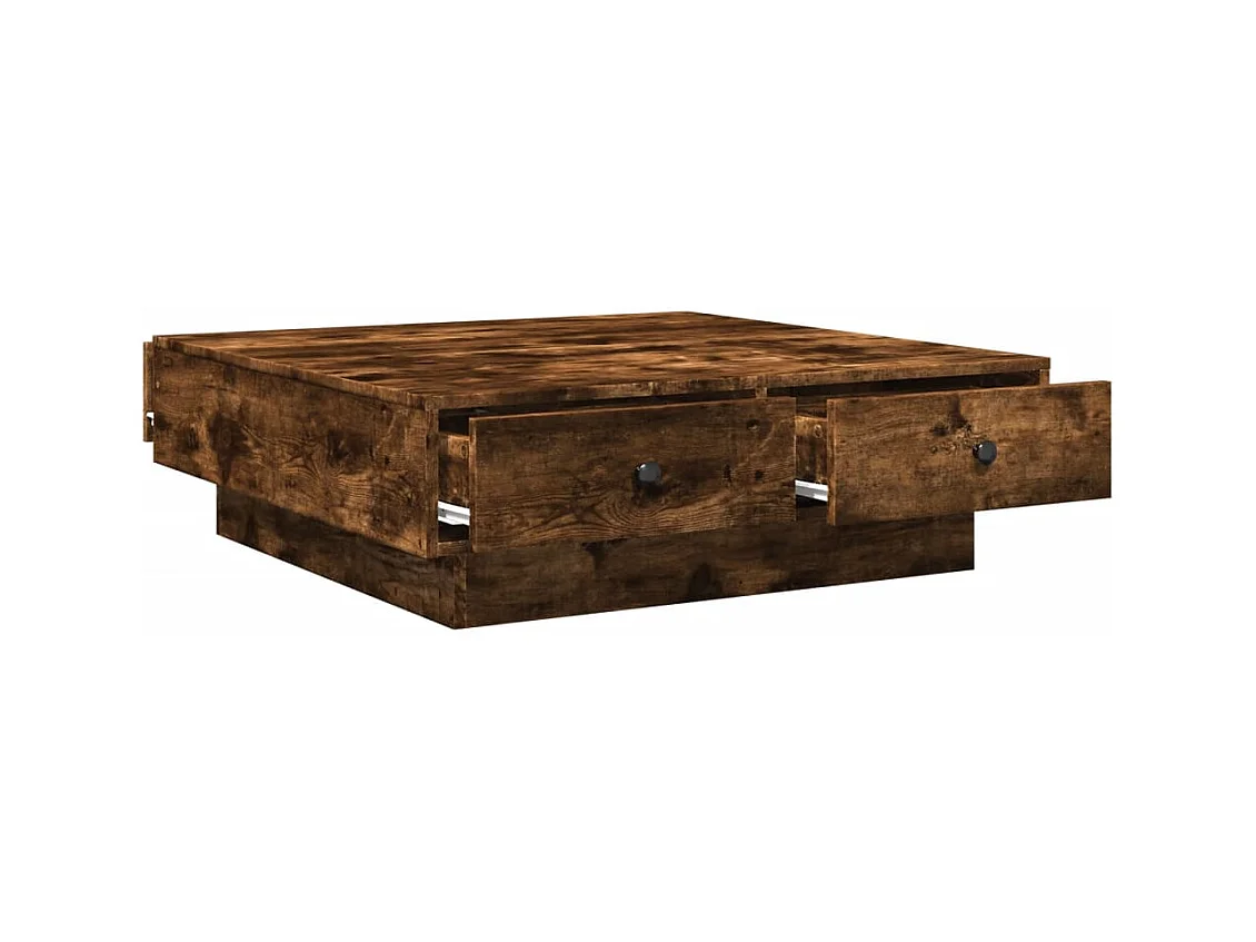 Table basse Chêne fumé 90x90x28 cm Bois d'ingénierie