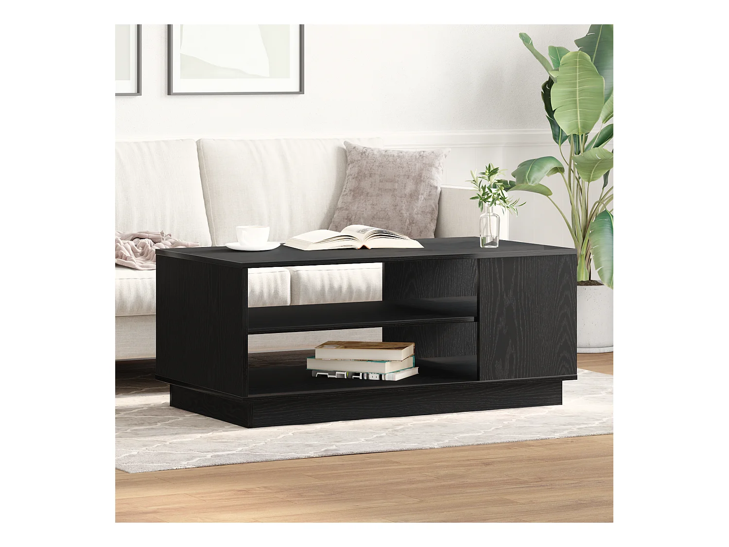 Table basse en chêne noir 102x55x43 cm en bois d'ingénierie