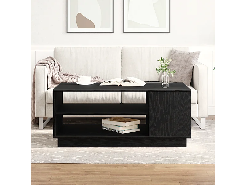 Table basse en chêne noir 102x55x43 cm en bois d'ingénierie