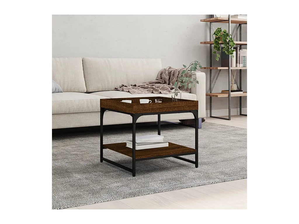 Table basse chêne marron 49,5x49,5x45 cm bois d'ingénierie