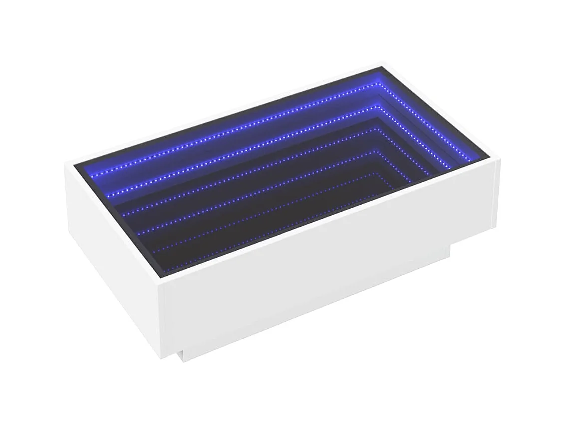 Table basse avec LED blanc 90x50x30 cm bois d'ingénierie