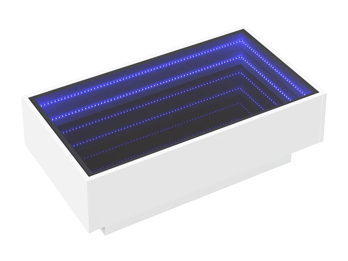 Tavolino con LED bianco 90x50x30 cm in legno ingegnerizzato