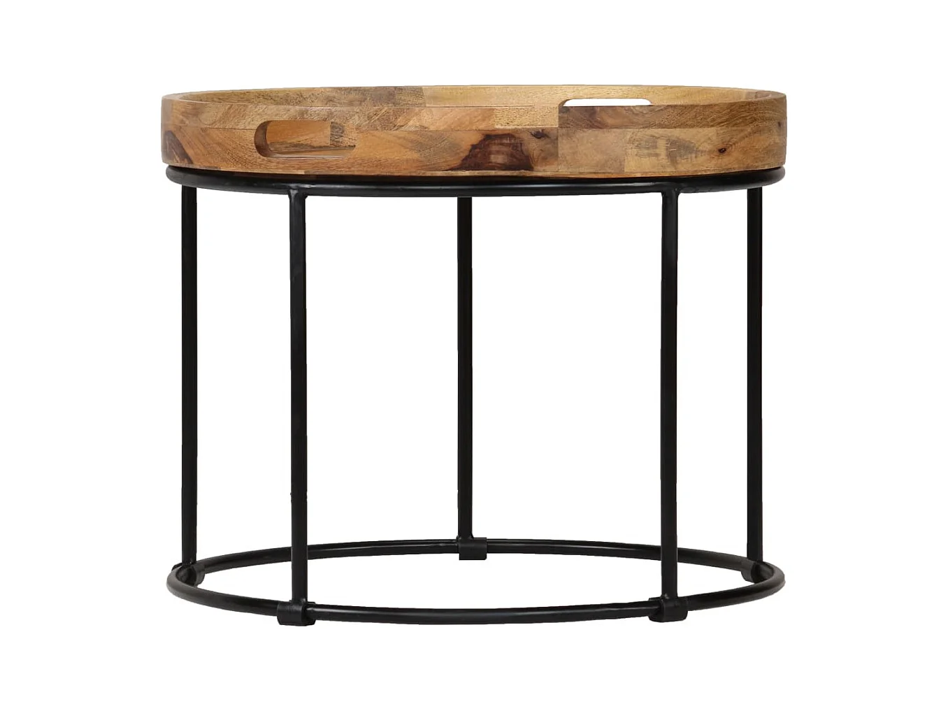 Table basse Bois de manguier massif et acier 50x40 cm
