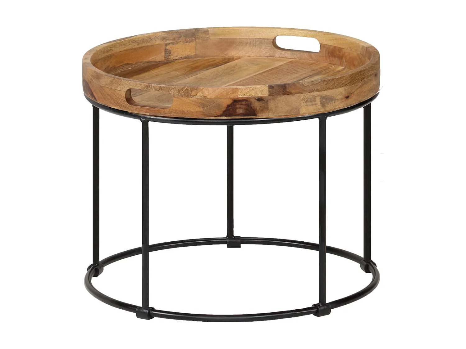 Table basse Bois de manguier massif et acier 50x40 cm