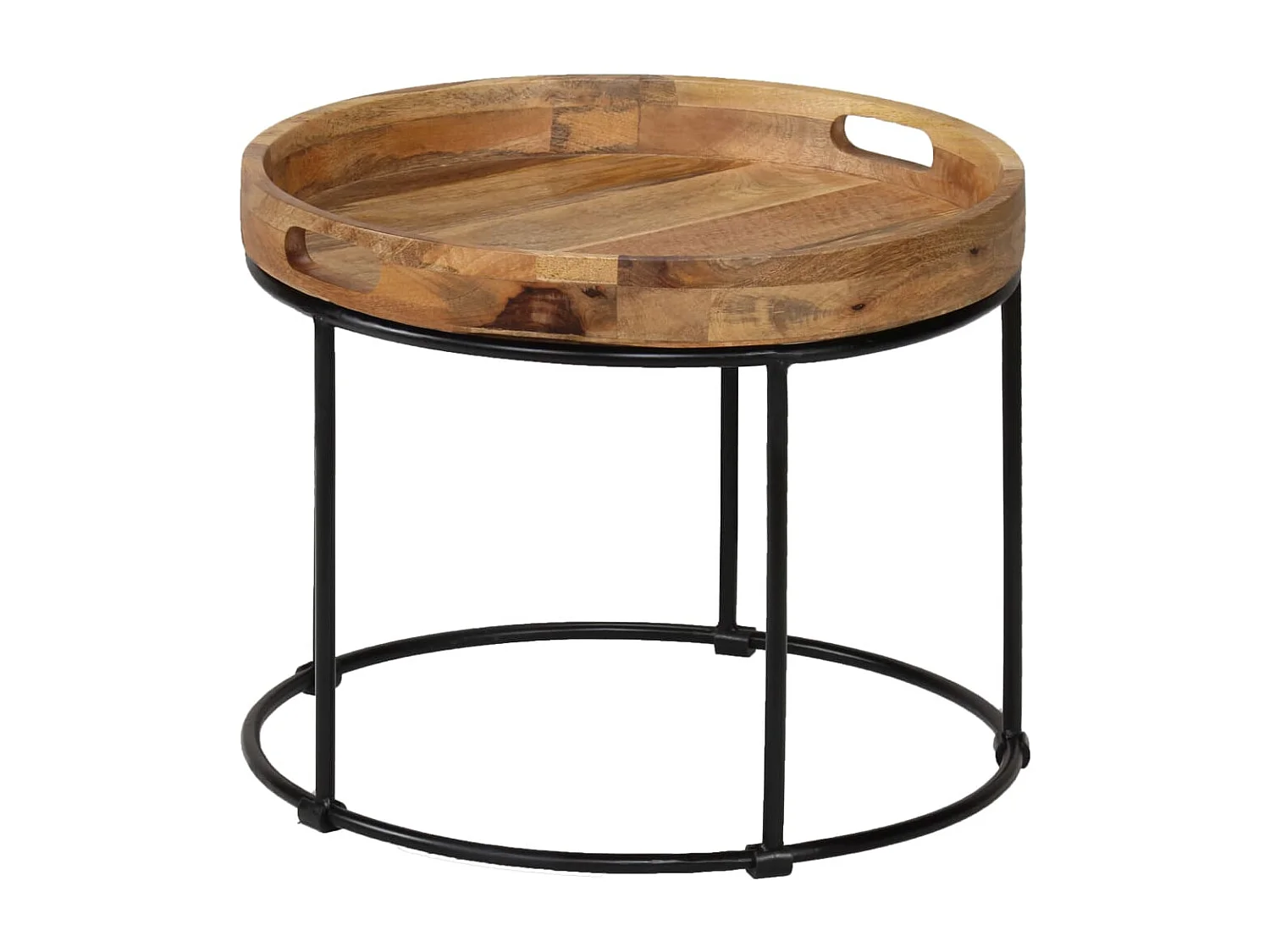 Table basse Bois de manguier massif et acier 50x40 cm
