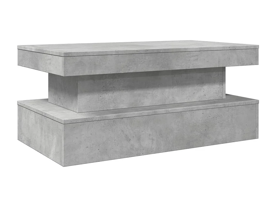 Mesa de centro con luces LED, gris hormigón, 90x50x40 cm