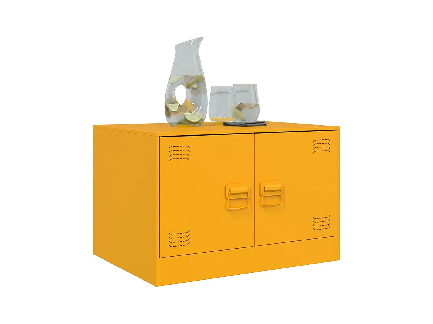 Mesa de centro de acero amarillo mostaza 67x50x44 cm