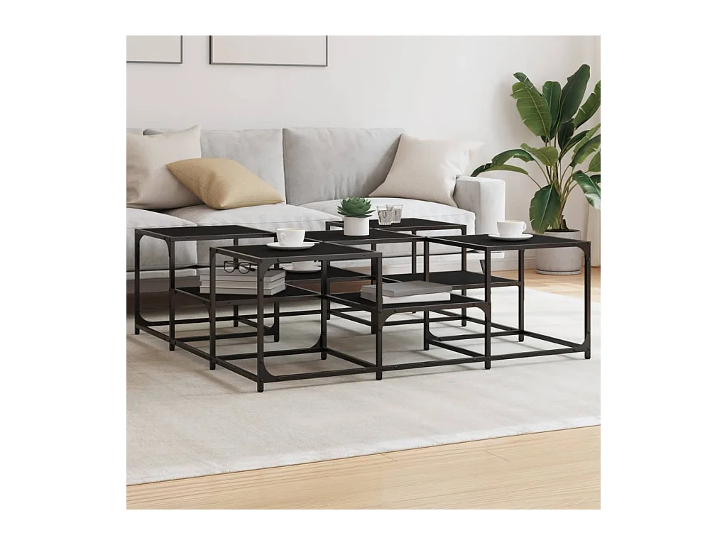 Table basse noir 121x121x40cm Bois d'ingénierie