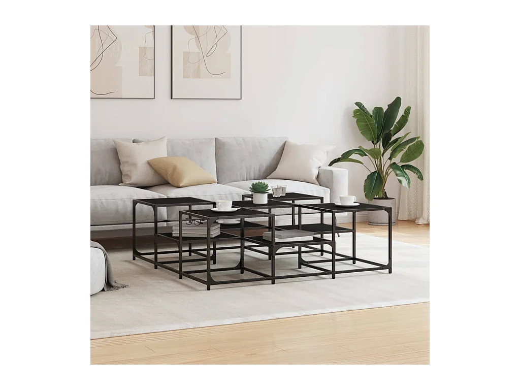 Table basse noir 121x121x40cm Bois d'ingénierie