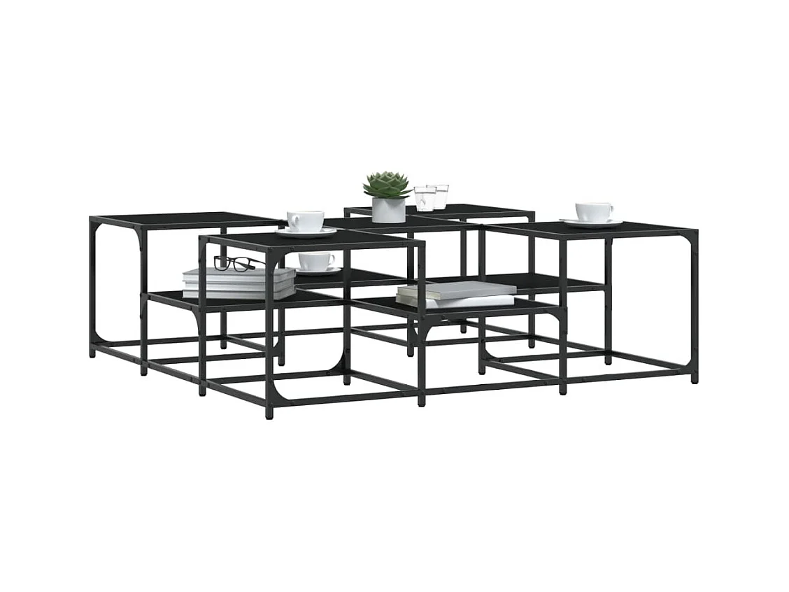 Table basse noir 121x121x40cm Bois d'ingénierie