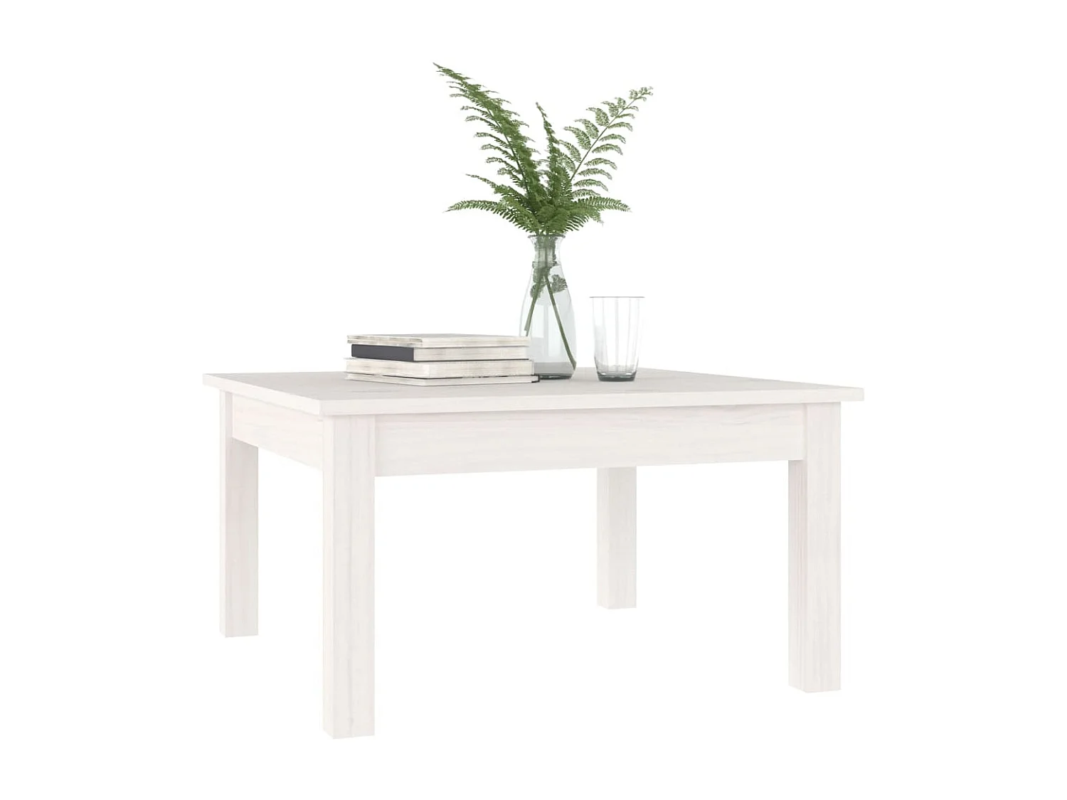 Tavolino da caffè Bianco 55x55x30 cm Legno massello di pino