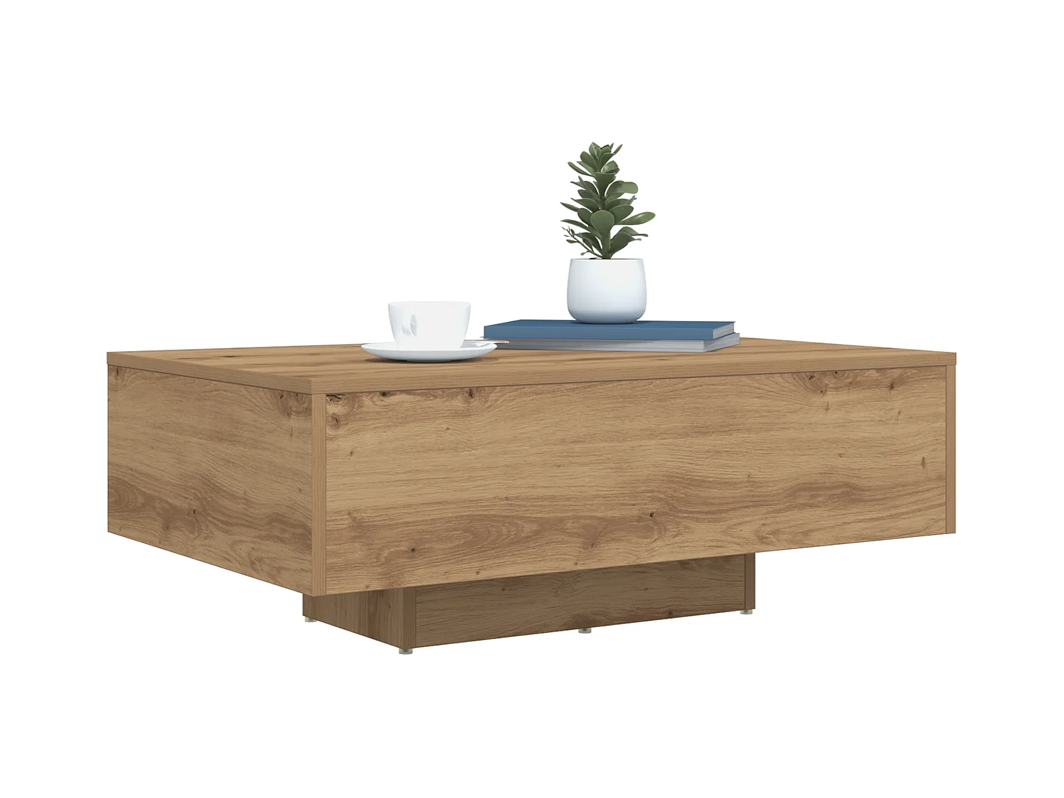 Table Basse avec Lumières LED en Chêne Artisanal 85x55x31 cm