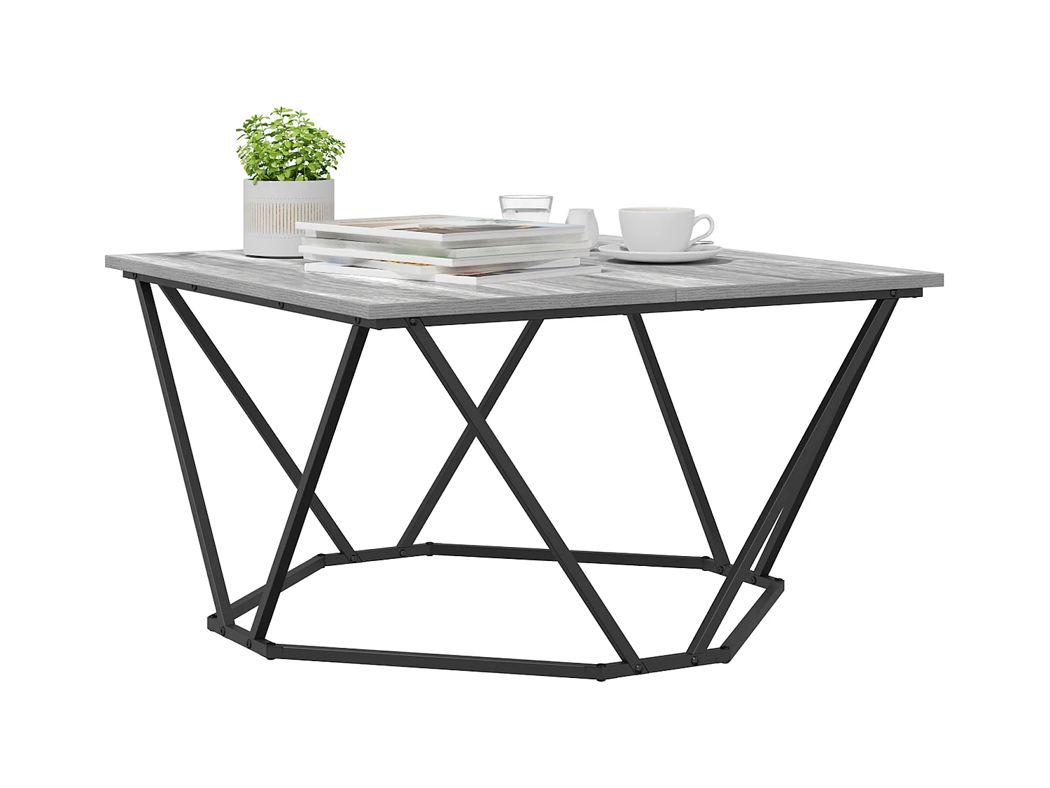 Table basse Grise Sonoma 80x80x45 cm en bois d'ingénierie