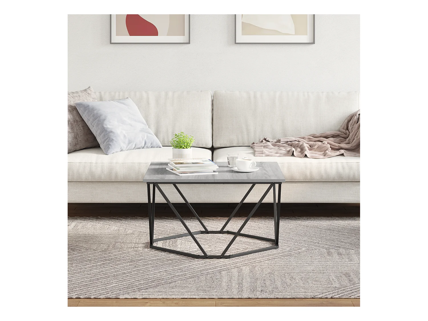 Table basse Grise Sonoma 80x80x45 cm en bois d'ingénierie