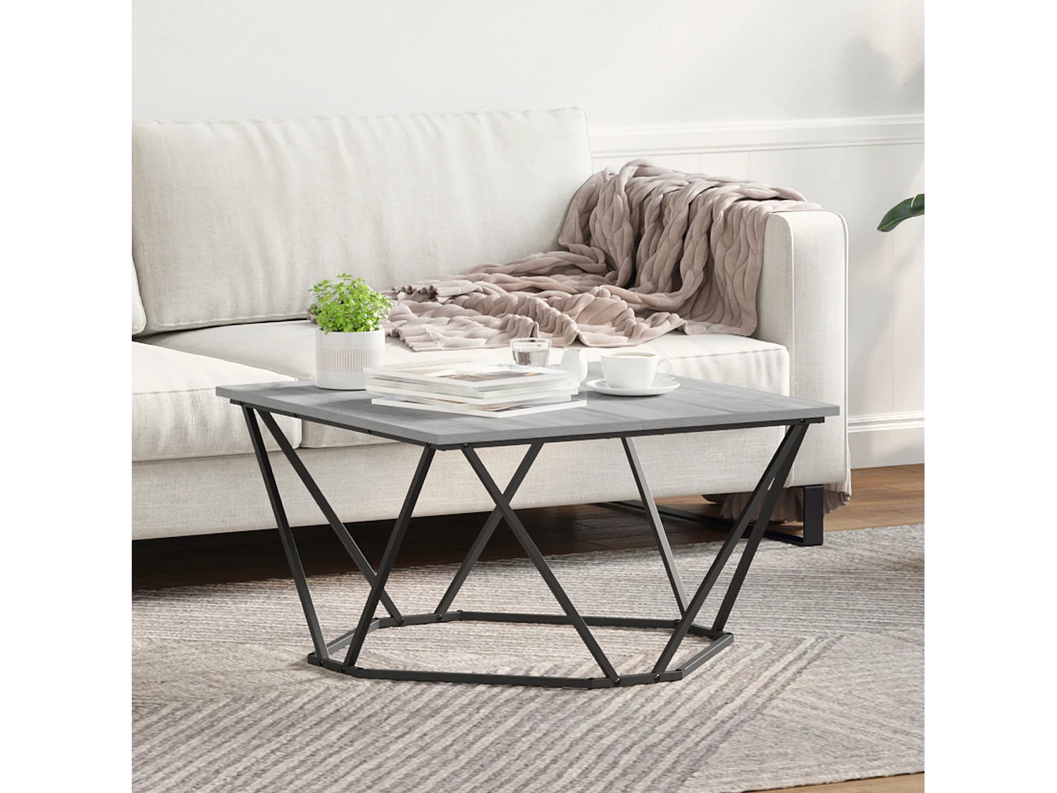 Table basse Grise Sonoma 80x80x45 cm en bois d'ingénierie