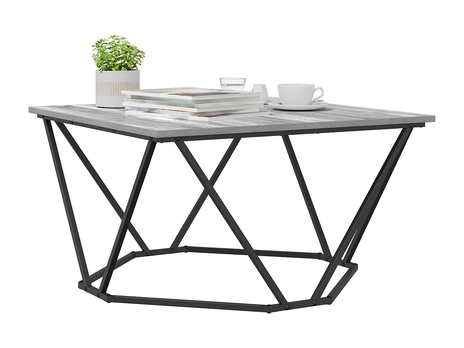 Table basse Grise Sonoma 80x80x45 cm en bois d'ingénierie