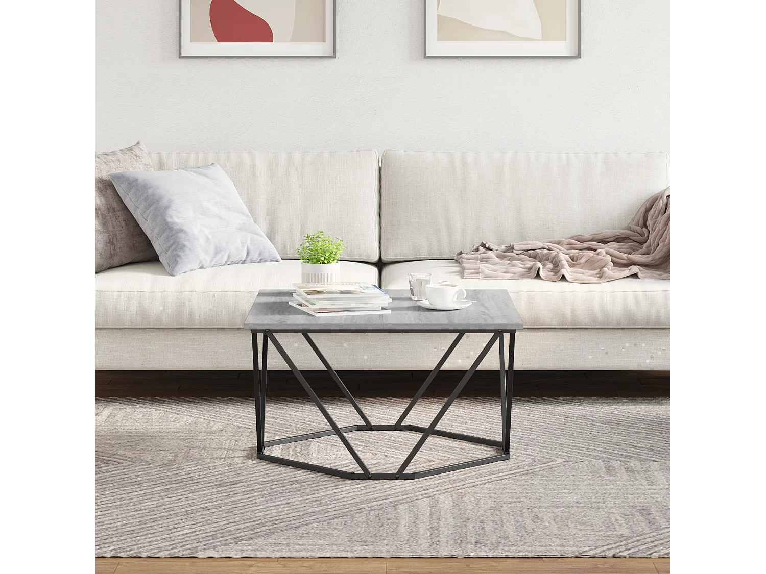 Table basse Grise Sonoma 80x80x45 cm en bois d'ingénierie