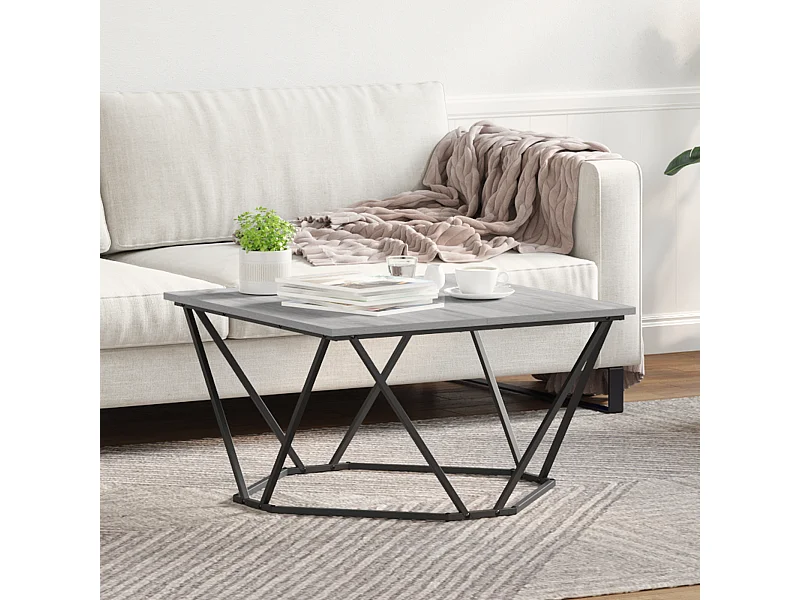 Table basse Grise Sonoma 80x80x45 cm en bois d'ingénierie