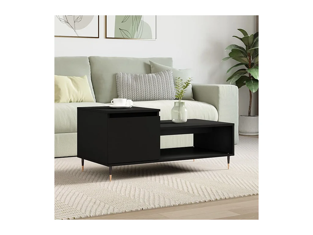 Table basse Noir 100x50x45 cm Bois d'ingénierie